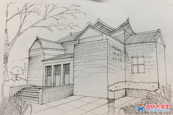 南京工程学院大学生手绘民国建筑用画笔留住文化